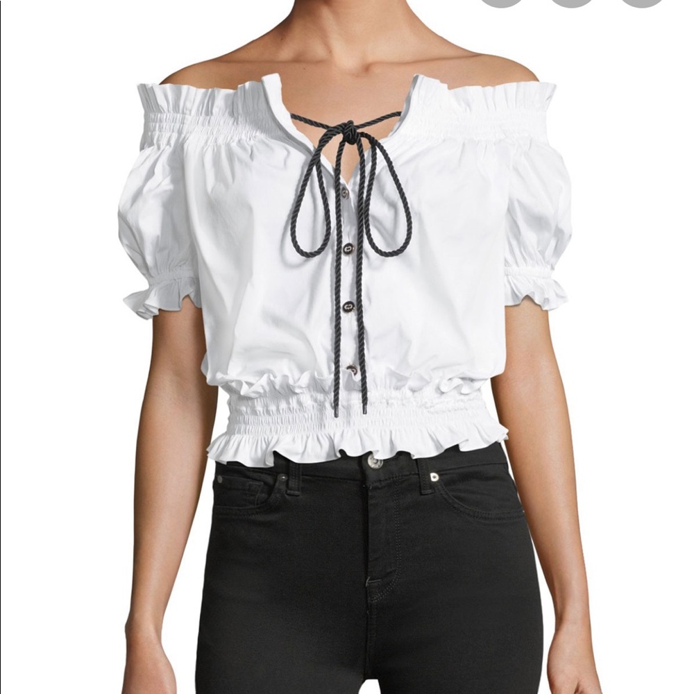 CAROLINE CONSTAS OFF-THE-SHOULDER CROPPED TOP